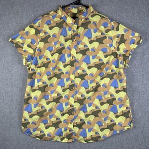 Wildfang Shirt Women's Size 2X The Essential Button Up Puzzle Print Abstract